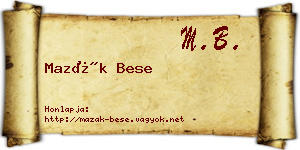 Mazák Bese névjegykártya